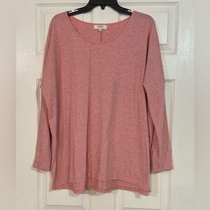 Umgee Womens Pink Top  Tunic 3/4 Sleeves. Size Large